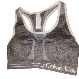 Calvin Klein Gray Sports Bra Racerback Stretch Size Large